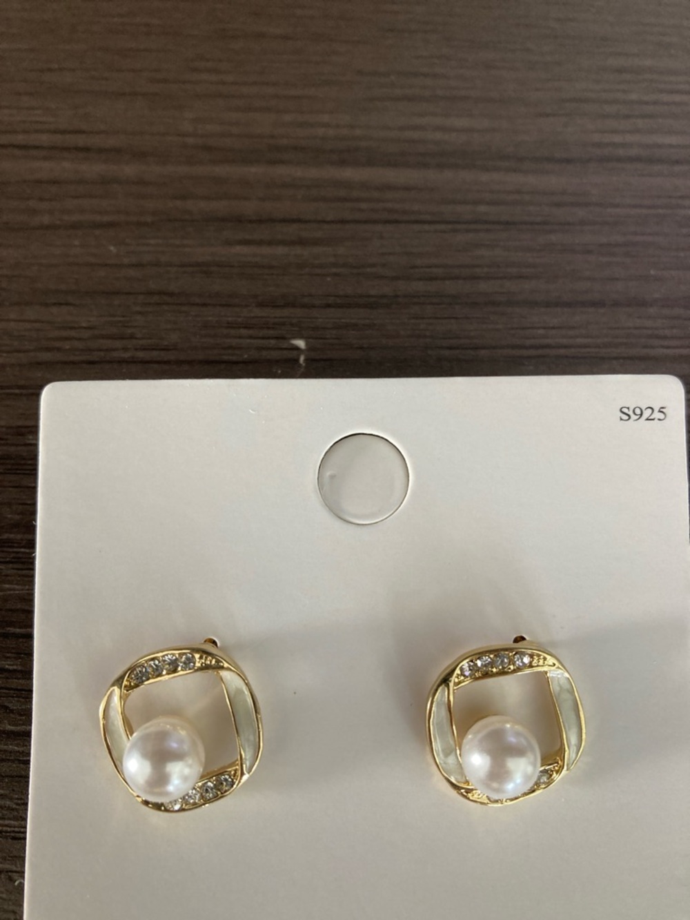 Gold Pearl & Crystal Circle Stud Earrings - Elegant Women Jewelry